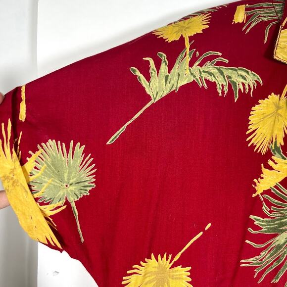 Free People Women's Malibu Hawaiian Romper M Maroon Combo Cotton Tropical - Picture 6 of 13